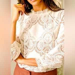 Sezane Bianca Blouse in Ecru (White) - Size US 14 (FR 46)